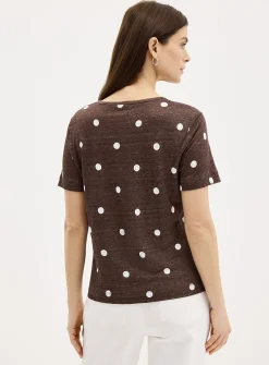 Pure linen V-neck T-shirt