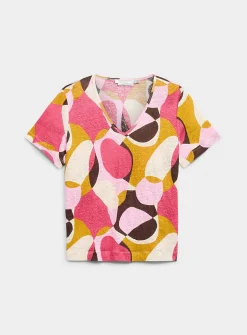 Pure linen V-neck T-shirt