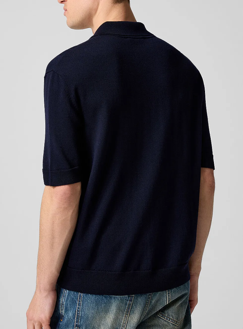 Pure merino wool jacquard polo shirt