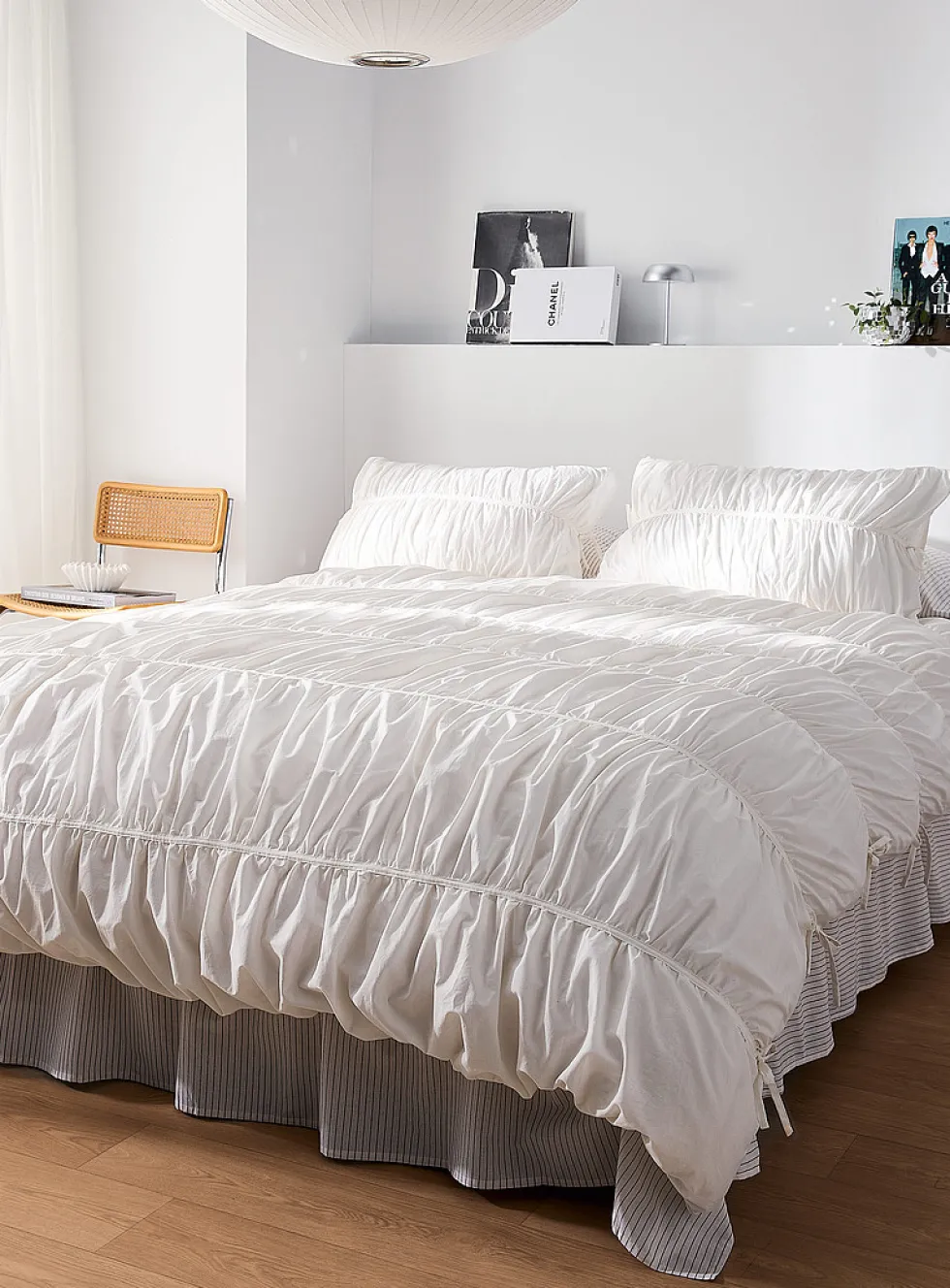 Pure organic cotton ruffled duvet cover set