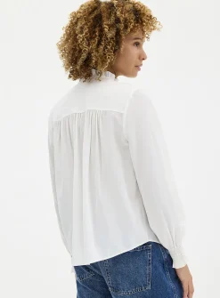 Pure silk ruffled blouse