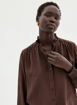 Pure silk ruffled blouse
