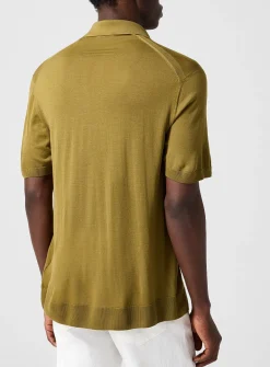 Pure wool knit polo shirt
