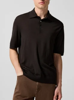 Pure wool knit polo shirt