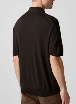 Pure wool knit polo shirt