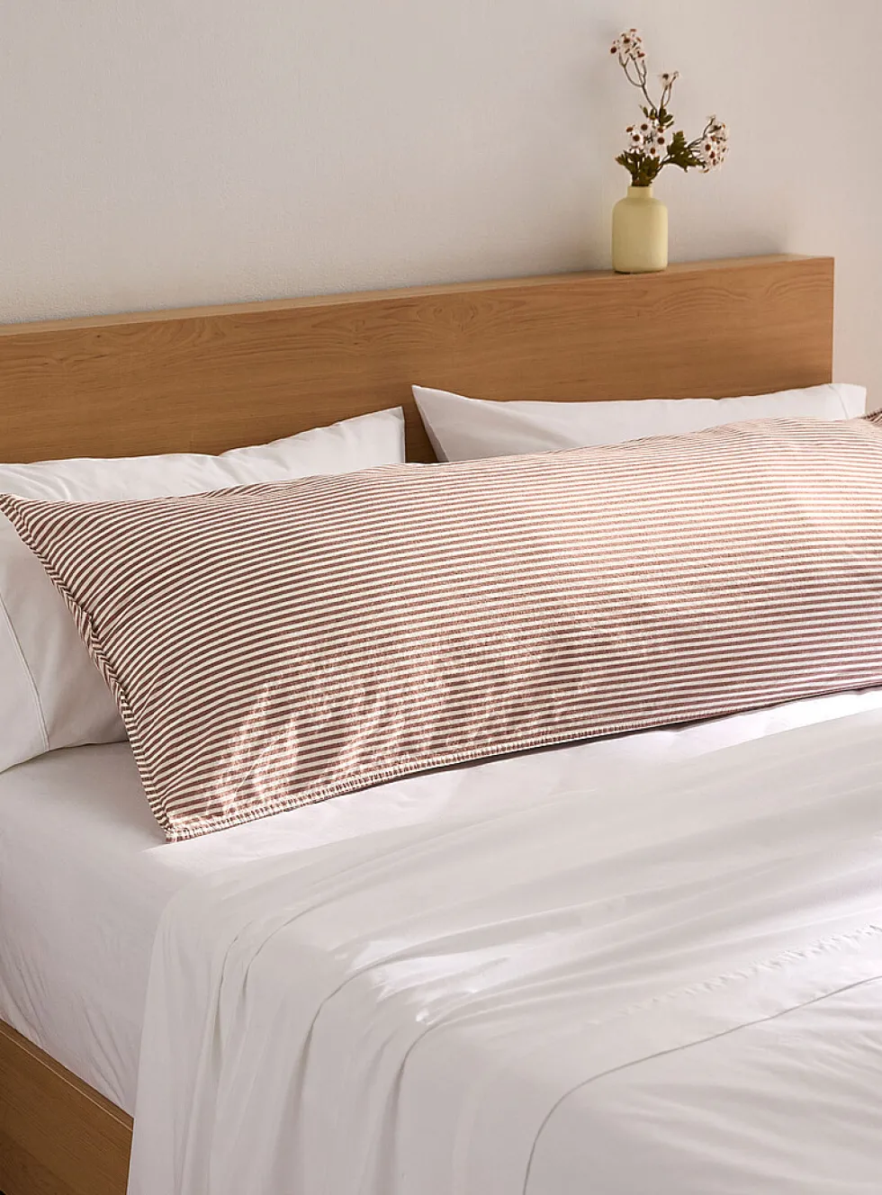 Pyjama-stripe pure organic cotton body pillow sham