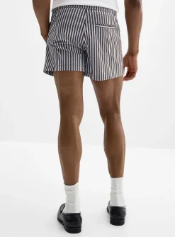 Pyjama-striped poplin short