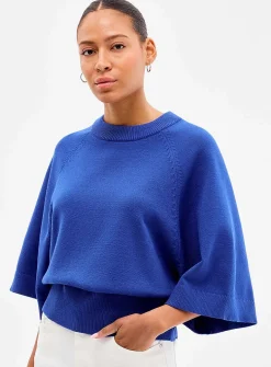Raglan bell sleeves boxy-fit sweater
