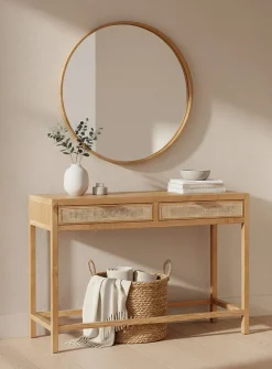 Rattan drawers wooden console