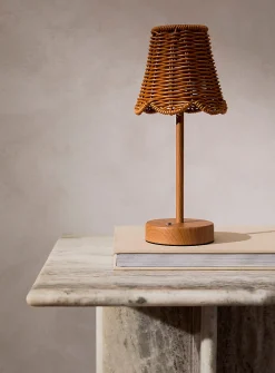 Rattan effect rechargeable touch table lamp