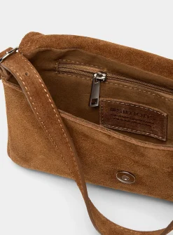 Rectangular suede baguette bag
