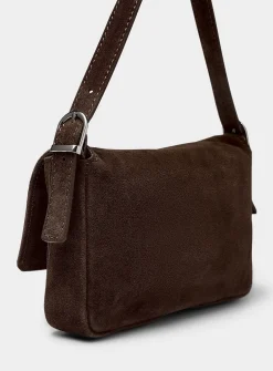 Rectangular suede baguette bag