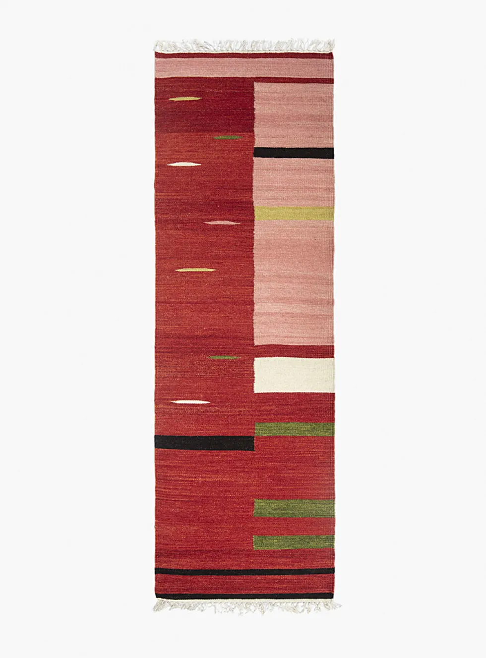 Red stripes artisanal hallway runner