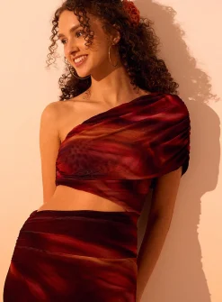 Red waves maxi dress