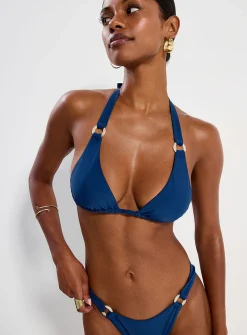 Resin ring halter triangle bra
