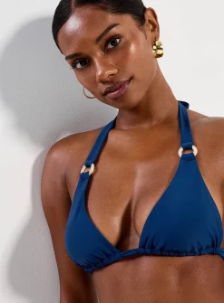 Resin ring halter triangle bra