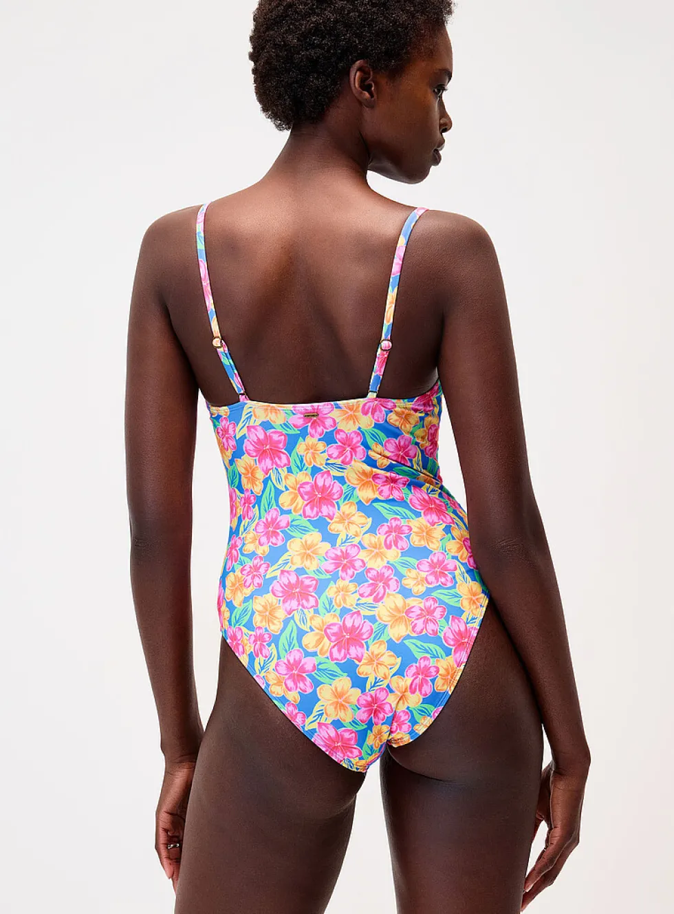 Retro flower balconette one-piece