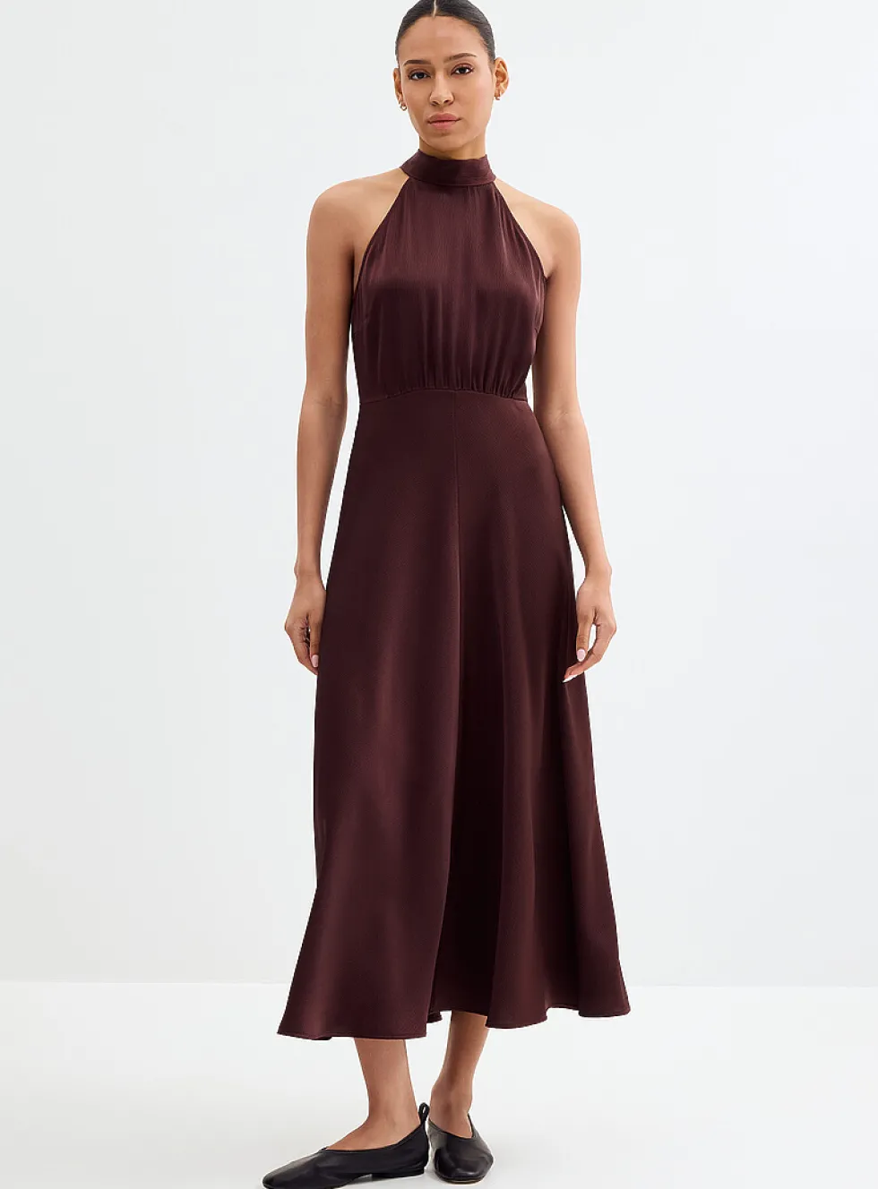 Rheo hammered satin halter dress