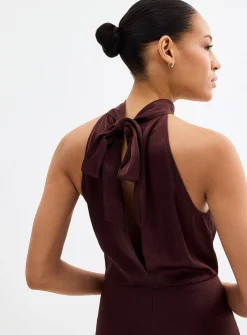 Rheo hammered satin halter dress