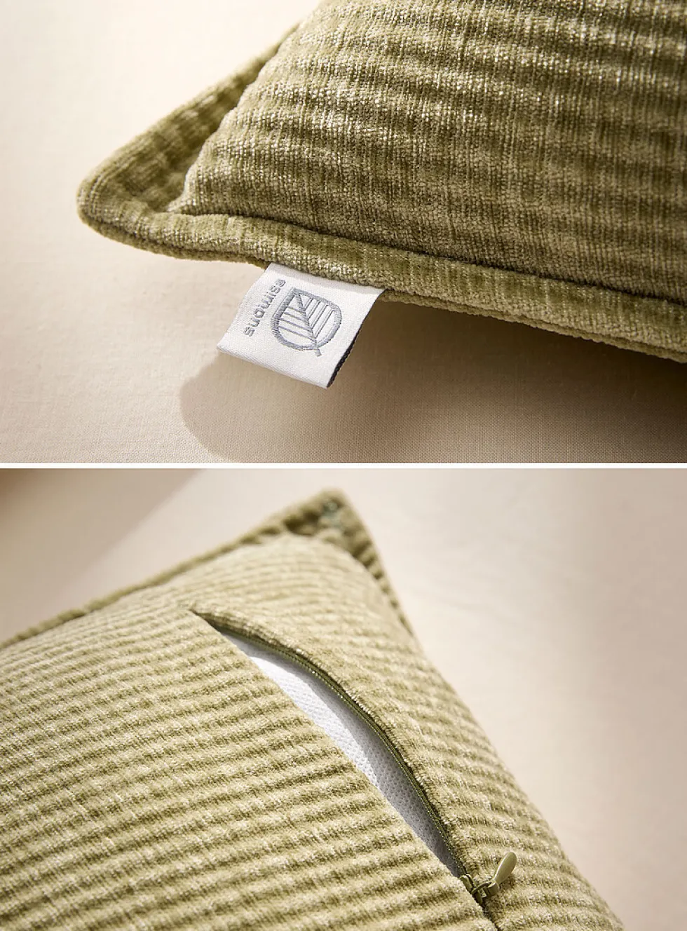 Ribbed chenille knit removable cover cushion