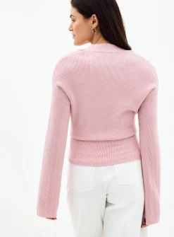 Ribbed crossover sweater