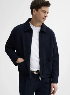 Ribbed fleece-lined cardigan