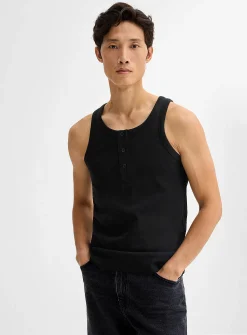 Ribbed jersey Henley tank