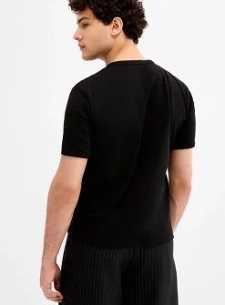 Ribbed jersey Henley T-shirt