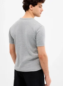 Ribbed jersey Henley T-shirt