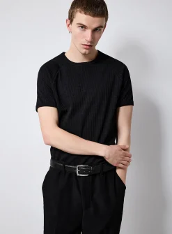 Ribbed raglan-sleeve T-shirt