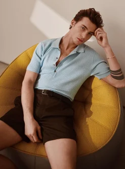 Ribbed responsible merino wool polo