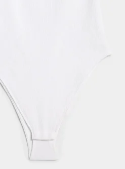 Ribbed thin-strap scoop-neck bodysuit