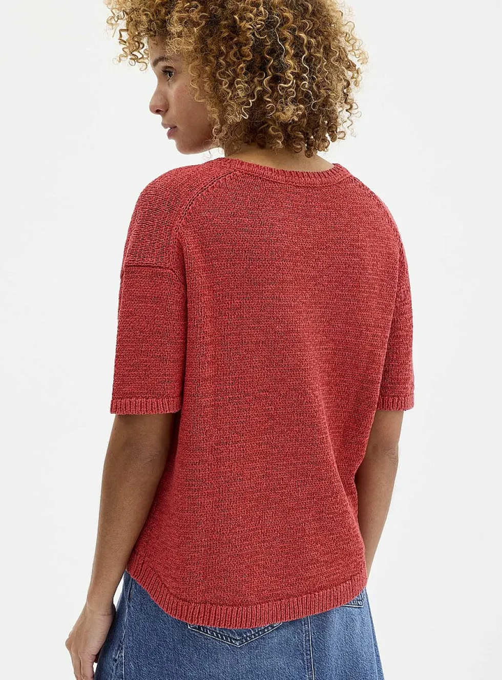 Ribbon-knit loose sweater