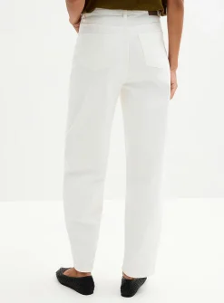 Rina embossed seaming solid white jean