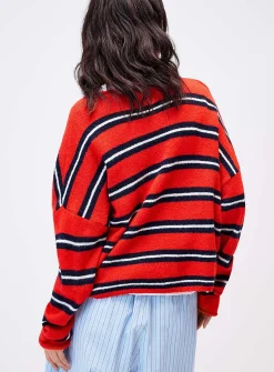 Rolled hem striped cardigan