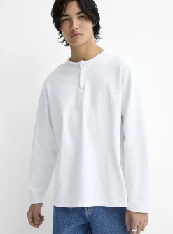 Rolled neck Henley T-shirt