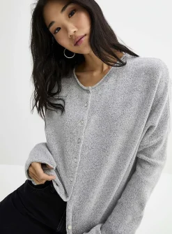 Roll-edge cardigan