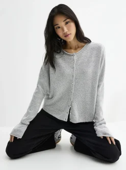 Roll-edge cardigan