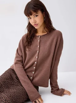 Roll-edge cardigan