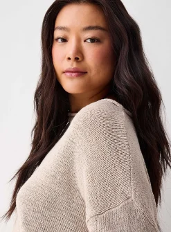 Rolled-trim boat-neck sweater