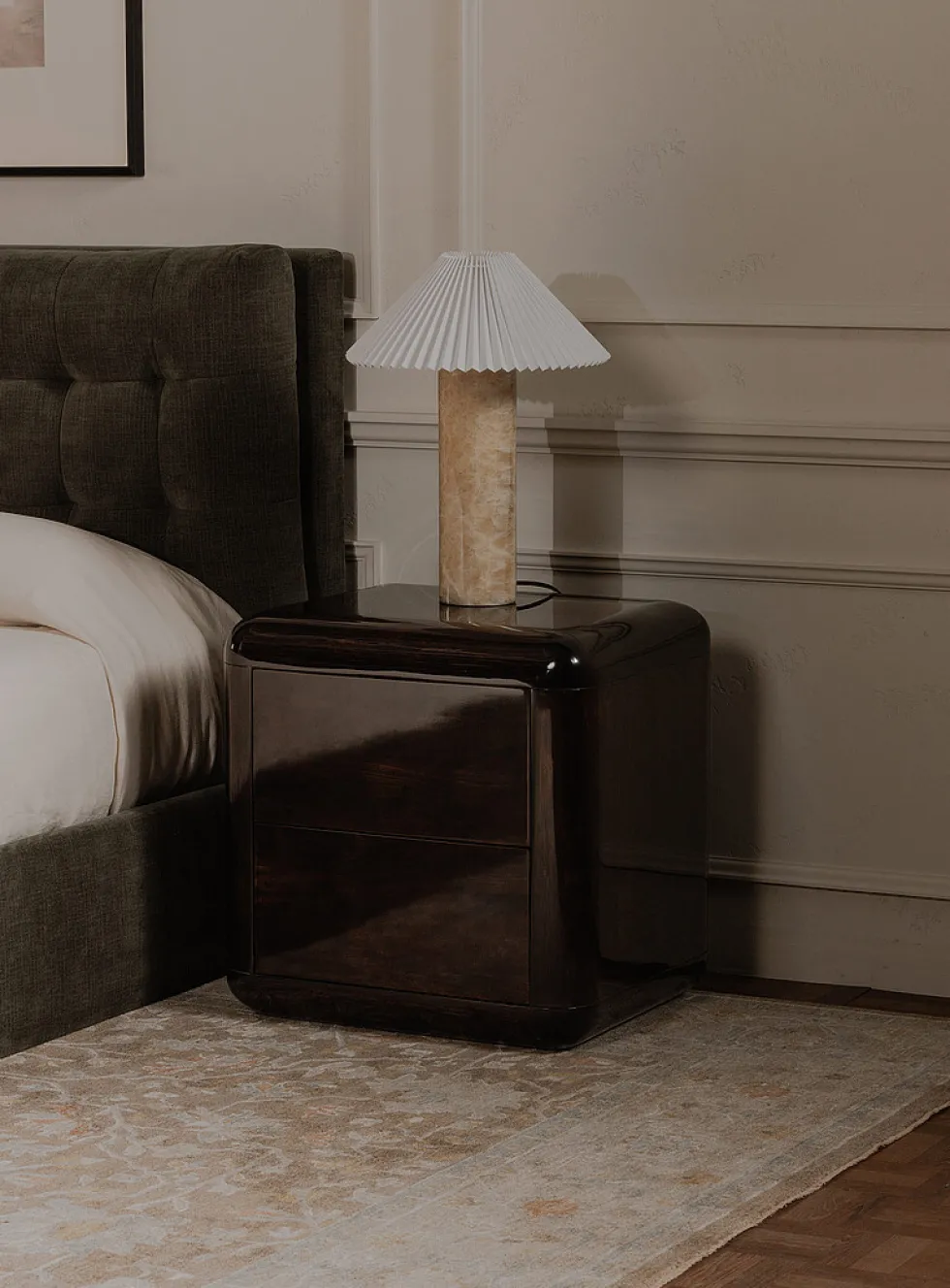 Rory dark brown acacia nightstand