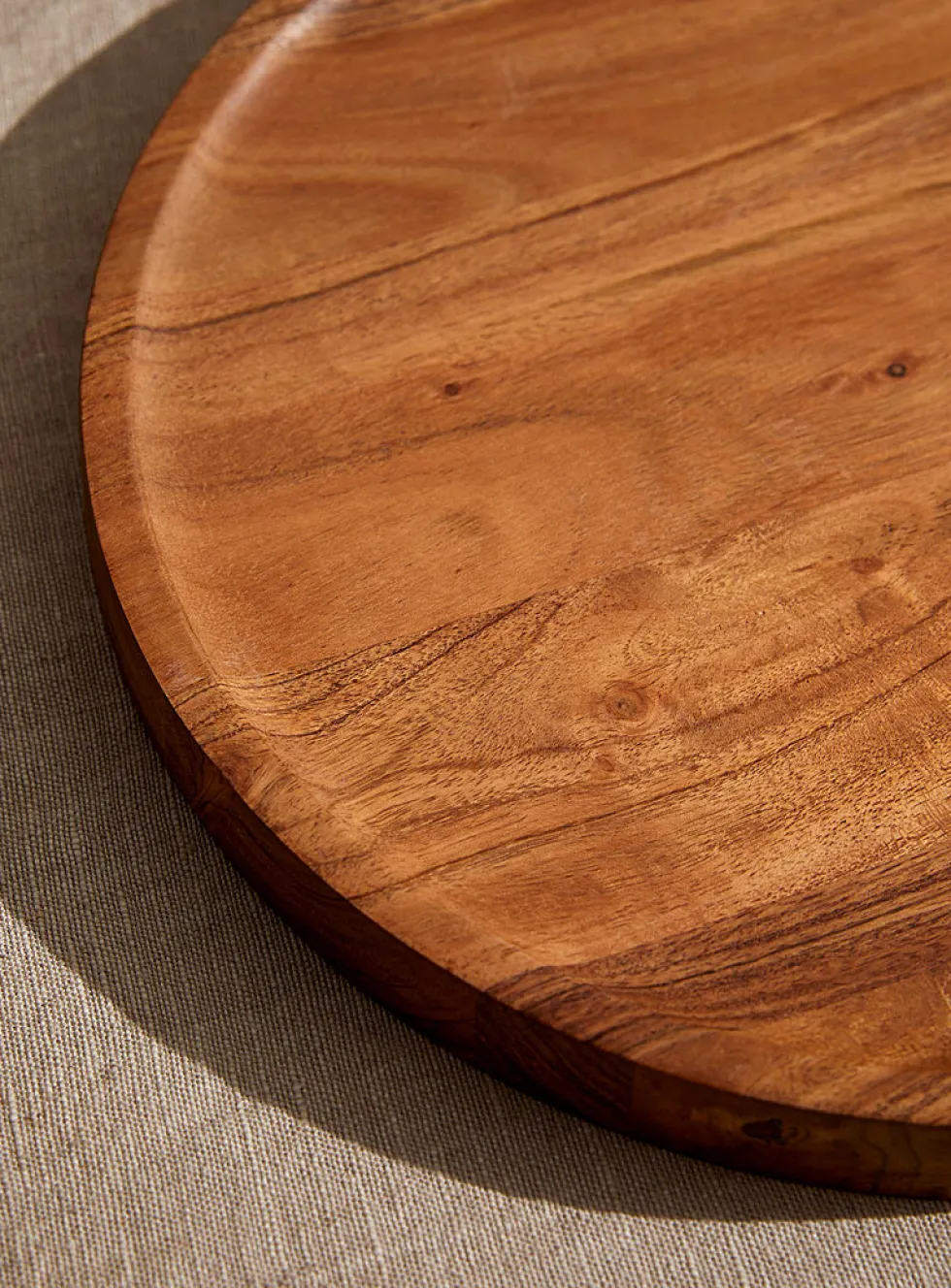 Round wooden serving tray