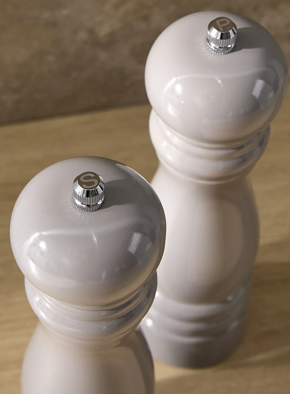 Rubber wood salt and pepper mills