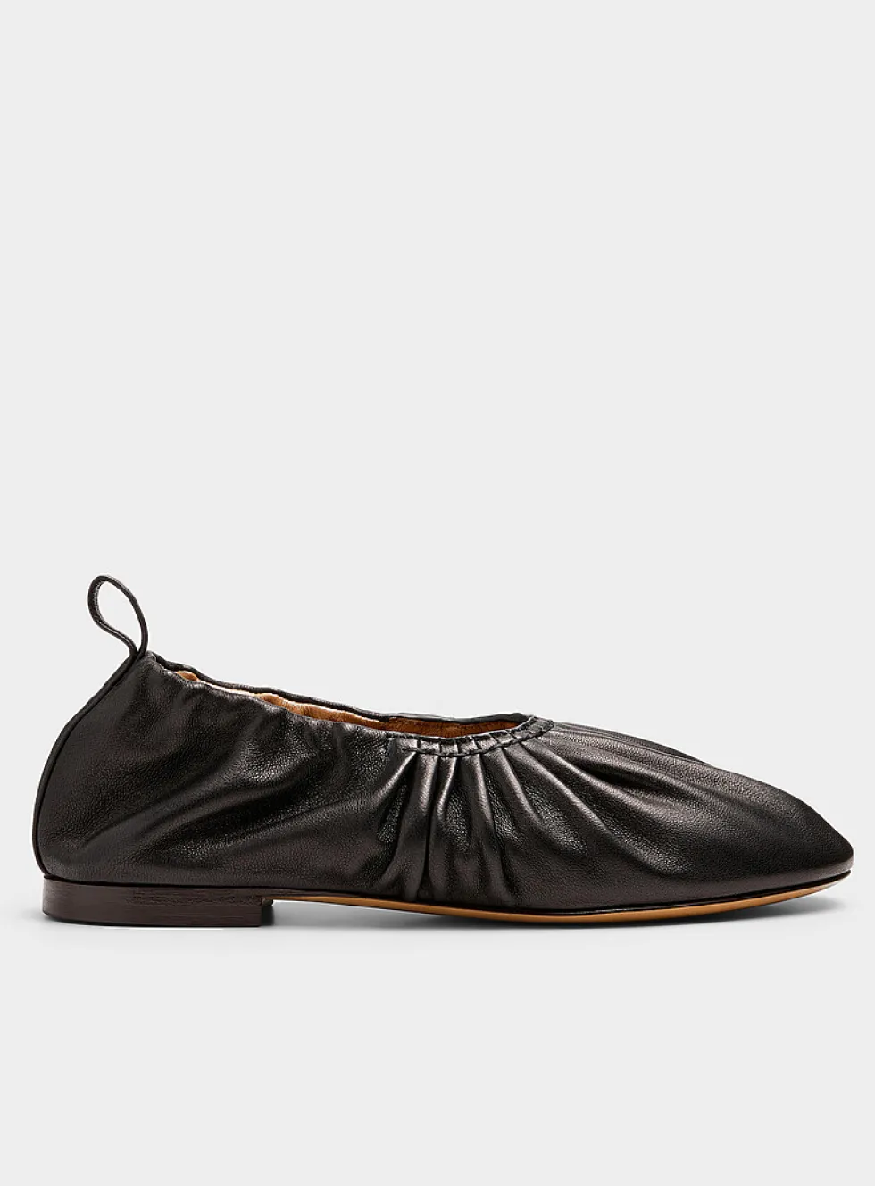 Ruched leather ballet flats