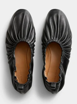 Ruched leather ballet flats