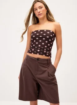 Ruched mesh tube top