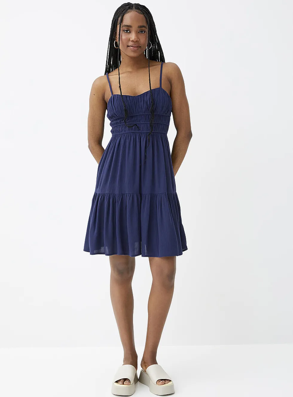 Ruching and ruffles dress