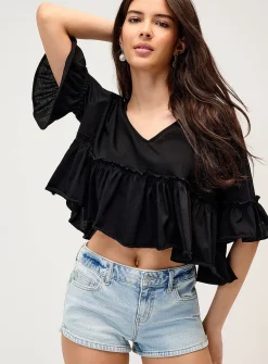Ruffled bohemian T-shirt