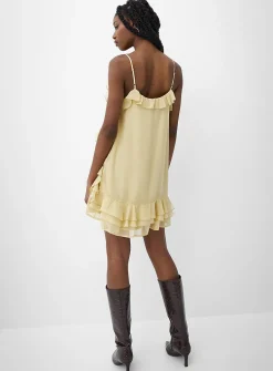Ruffled sheer chiffon minidress