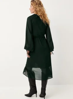 Ruffled sheer chiffon wraparound dress